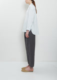 Band Collar Simple Cotton Shirt — Ice Blue