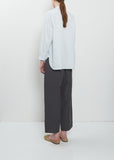 Band Collar Simple Cotton Shirt — Ice Blue