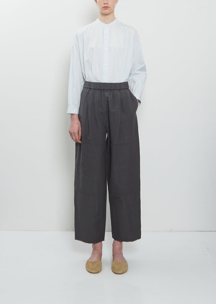 One Tuck Linen Cotton Pant — Ink Black