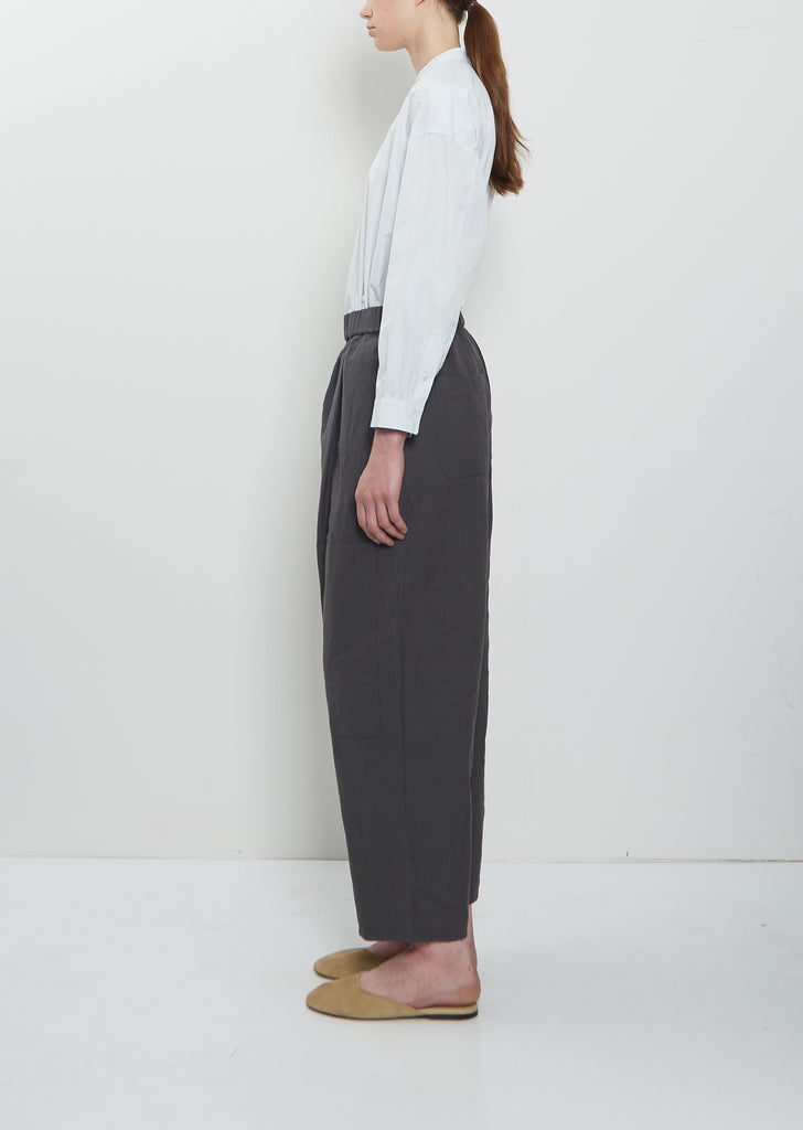 One Tuck Linen Cotton Pant — Ink Black