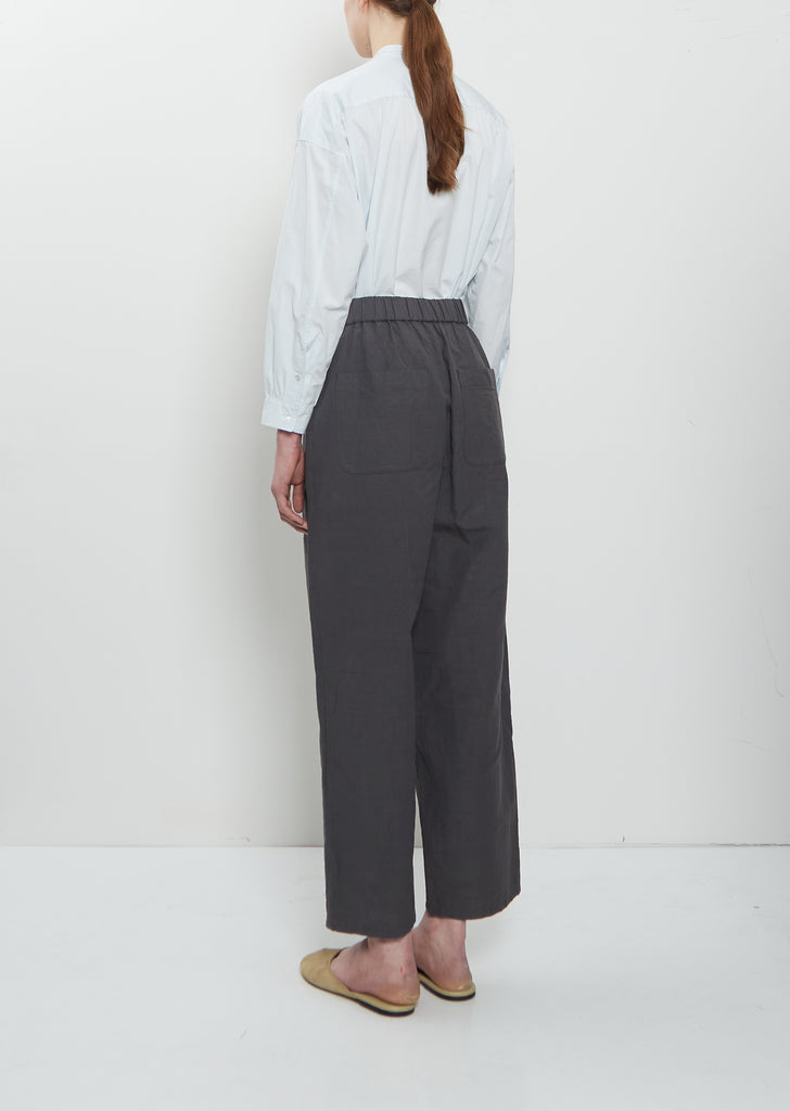 One Tuck Linen Cotton Pant — Ink Black