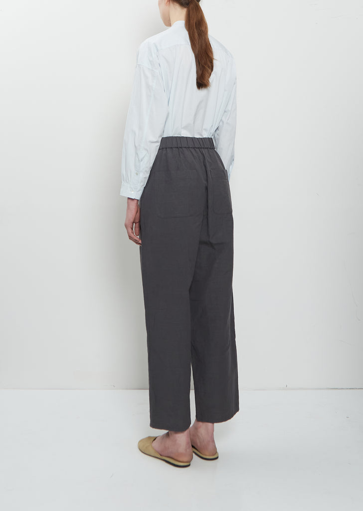 One Tuck Linen Cotton Pant — Ink Black