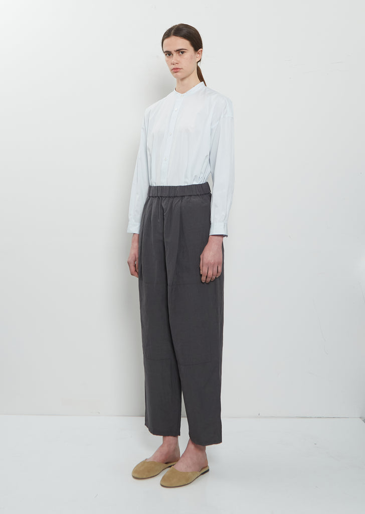 One Tuck Linen Cotton Pant — Ink Black