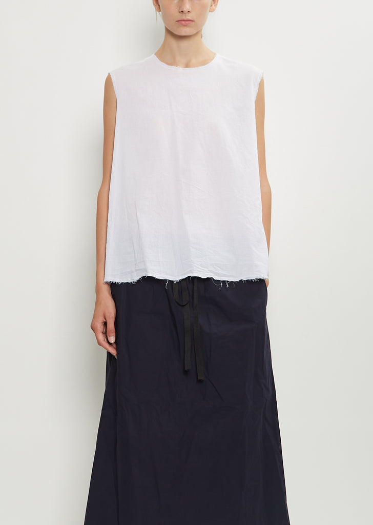 V-Back Sleeveless Cotton OE Top  — White