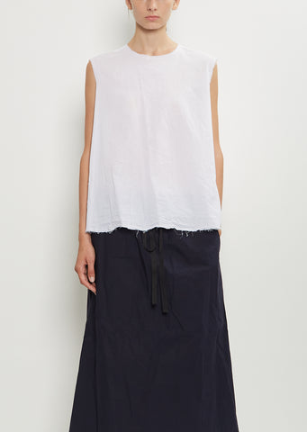 V-Back Sleeveless Cotton OE Top  — White