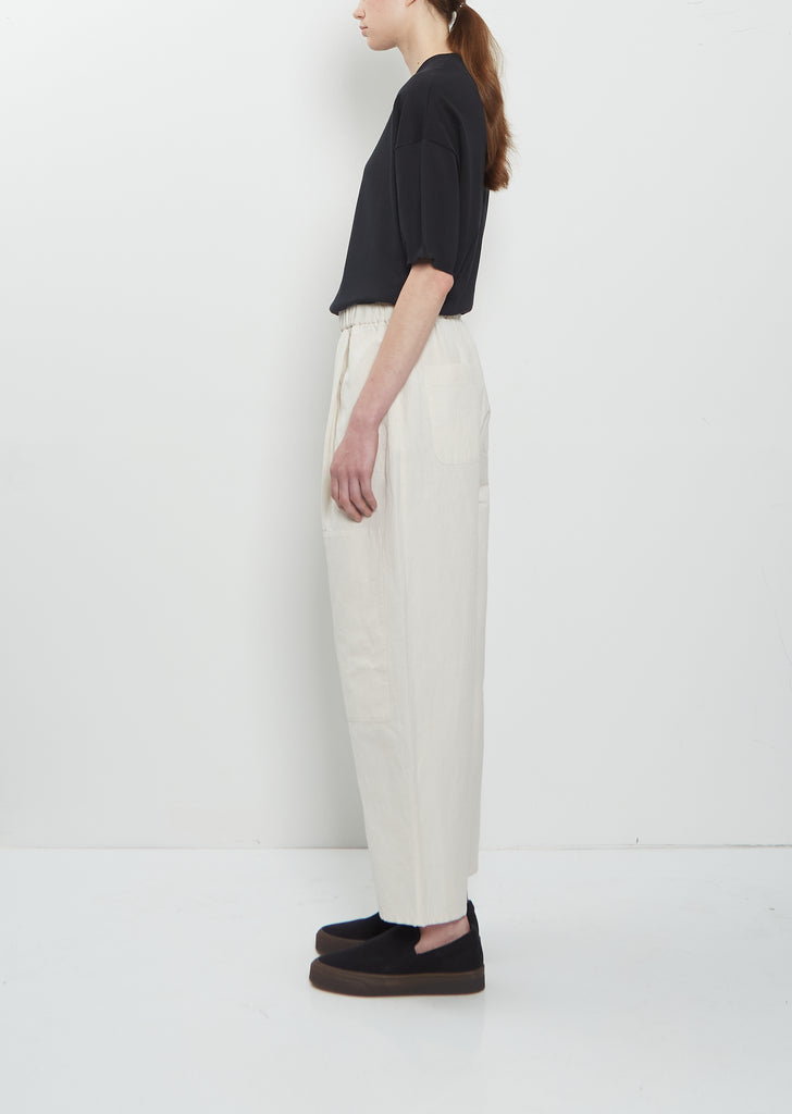 One Tuck Linen Cotton Pant — Ivory