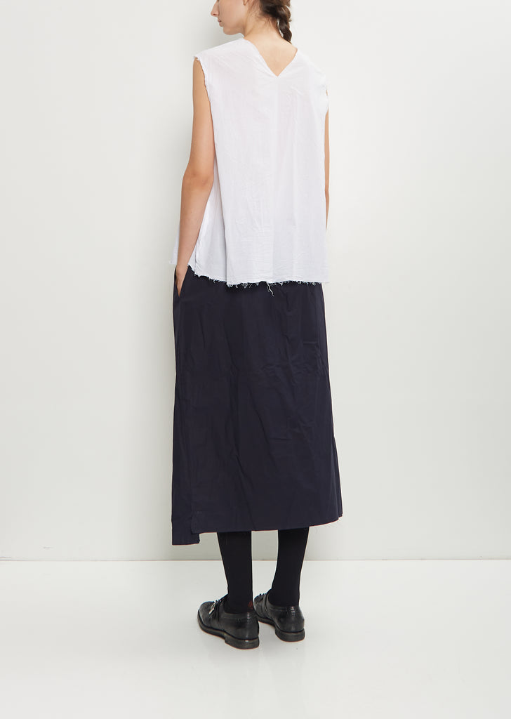 V-Back Sleeveless Cotton OE Top  — White