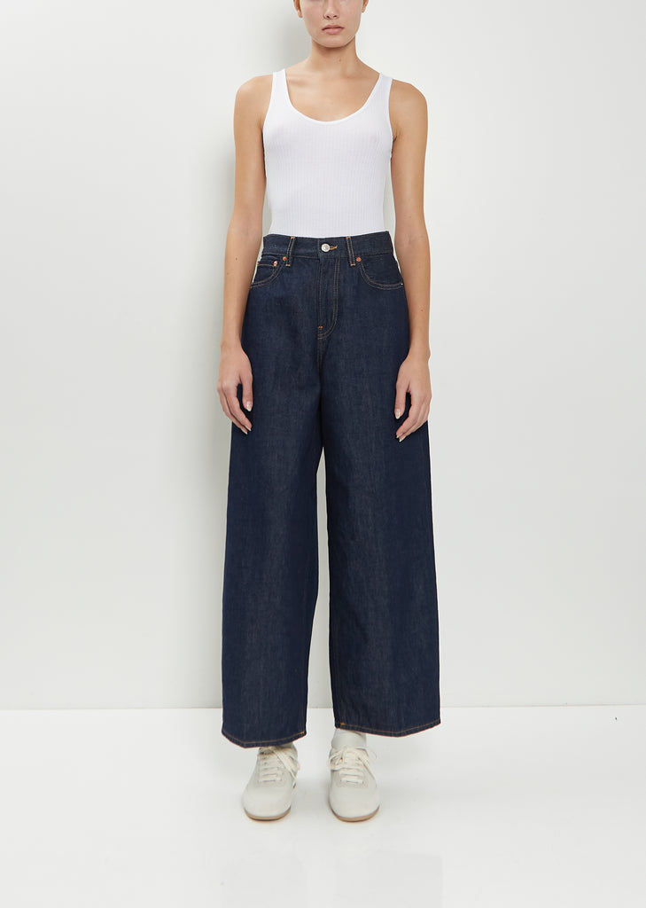 Cotton Denim Cropped Roomy Jean