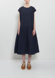 Linen Gathered Waist Dress — Abyss