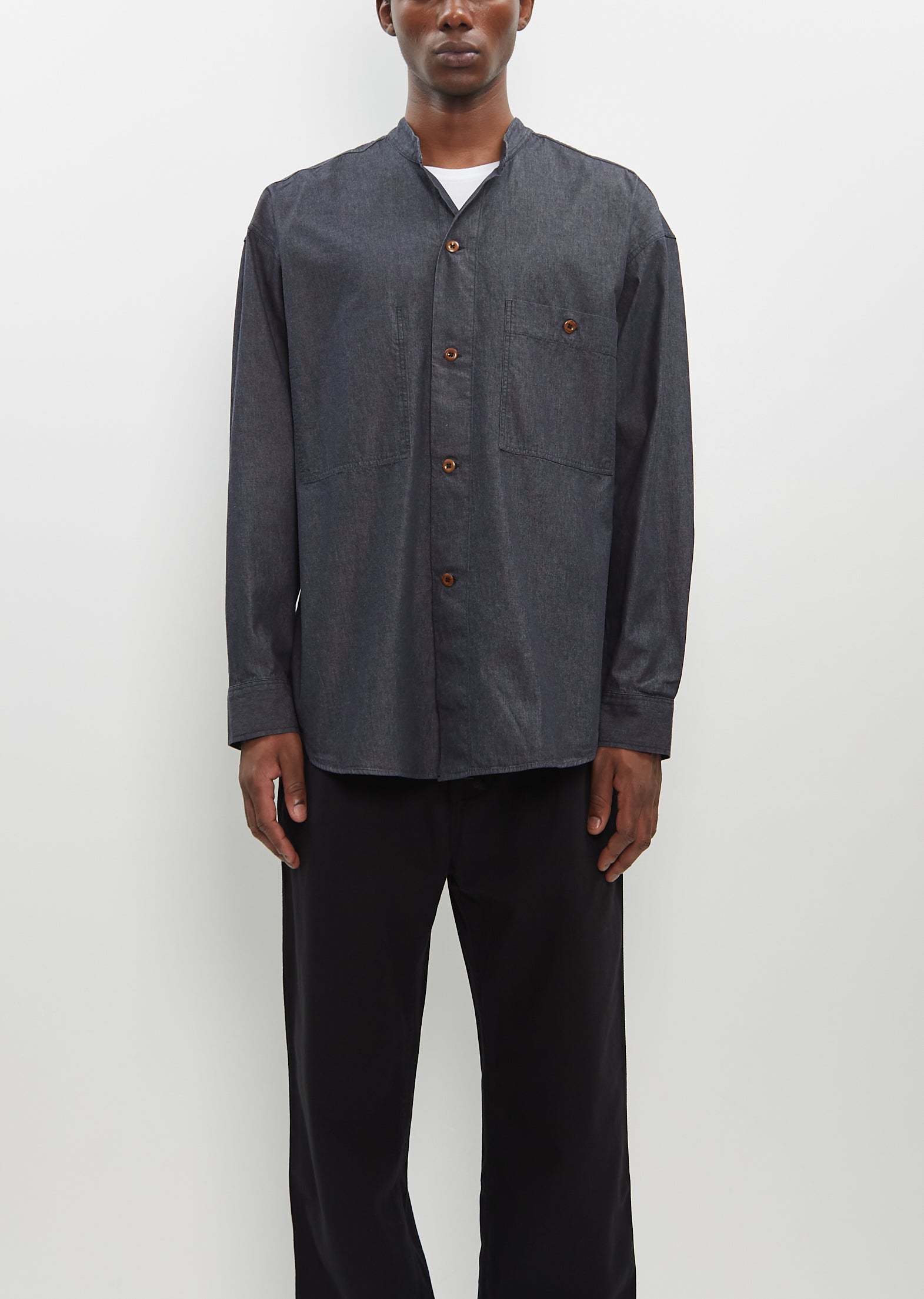 Oversized Collarless Shirt – La Garçonne
