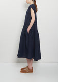 Linen Gathered Waist Dress — Abyss