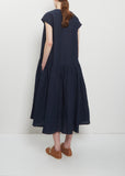 Linen Gathered Waist Dress — Abyss