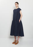 Linen Gathered Waist Dress — Abyss