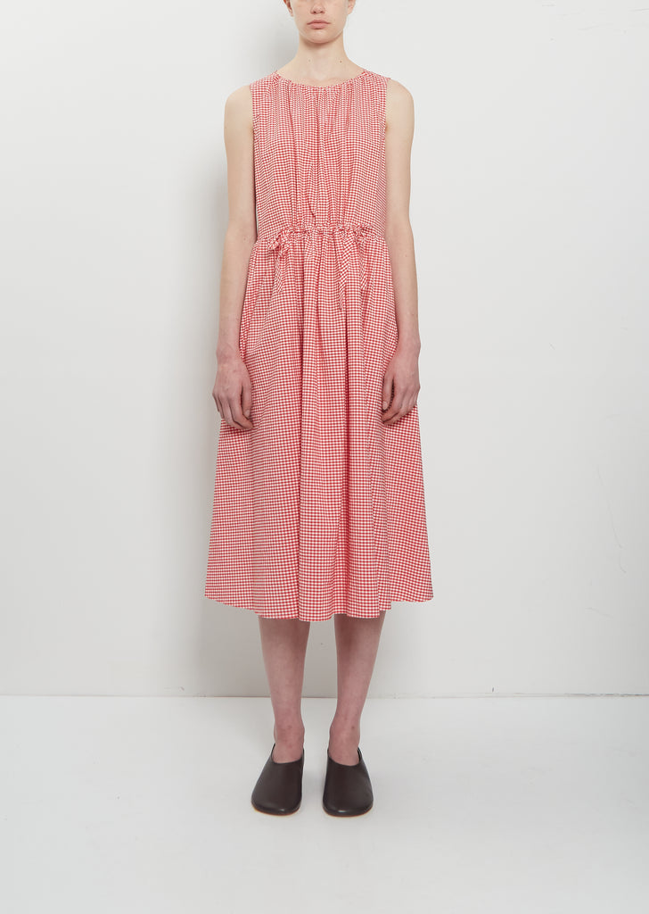 Cotton Vichy Check Gather Detail Dress