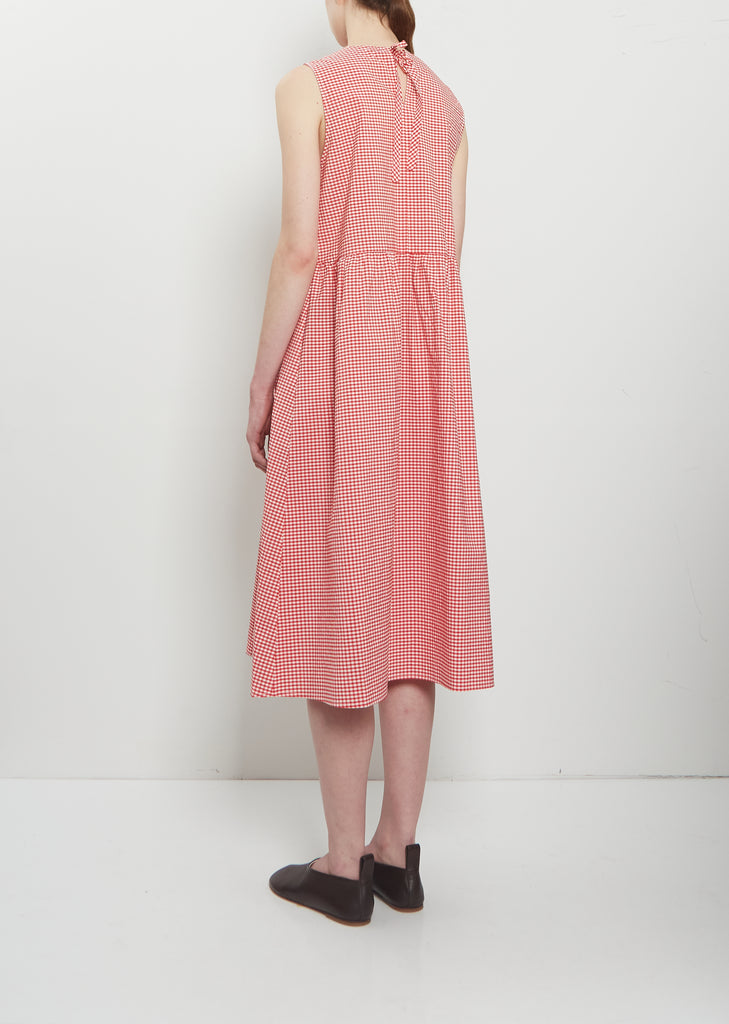 Cotton Vichy Check Gather Detail Dress