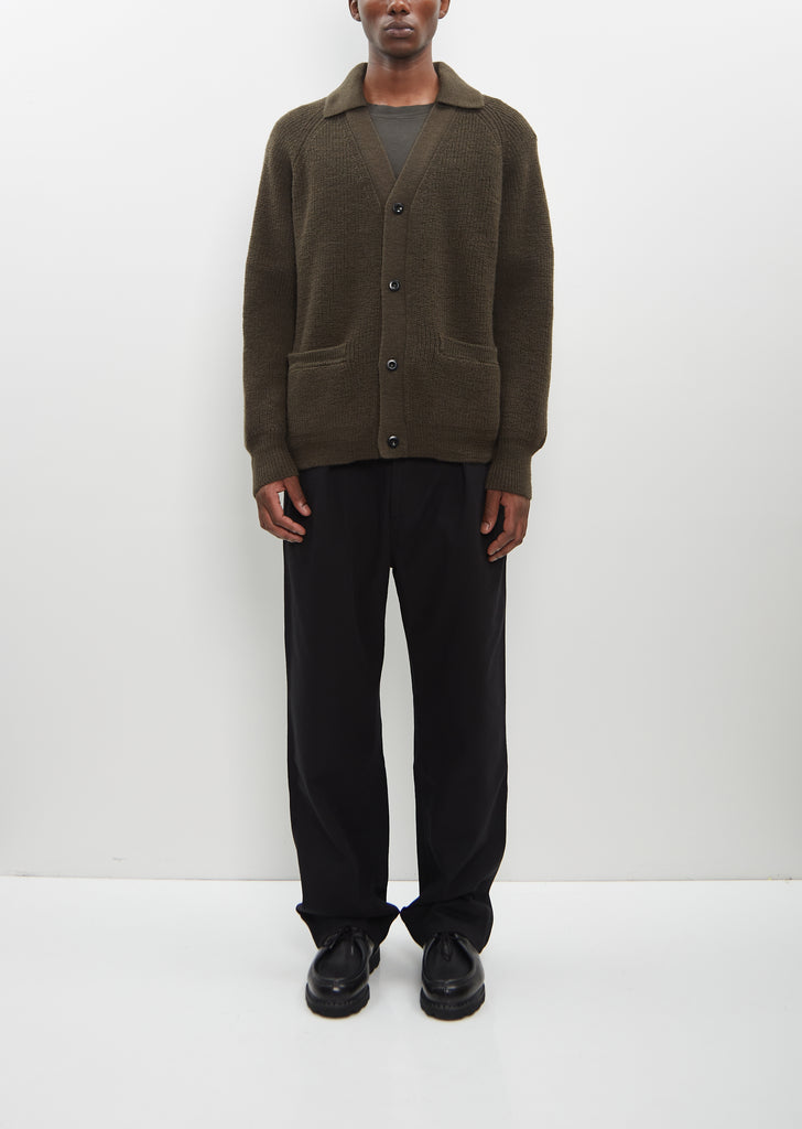 Collared Cardigan — Dark Olive