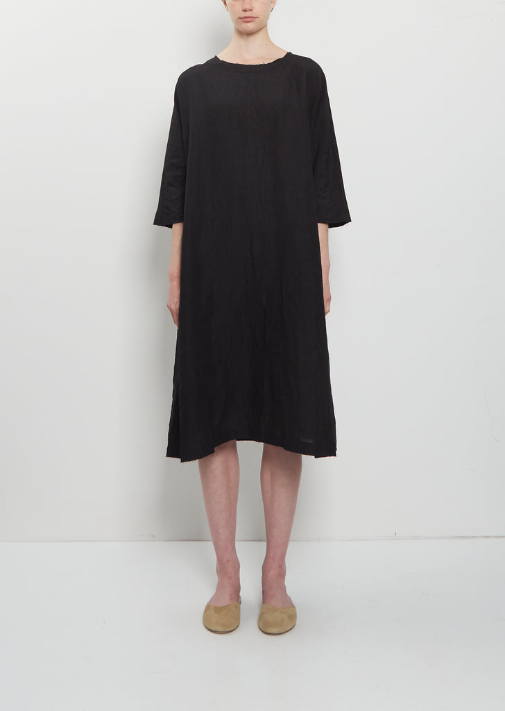 Apuntob Crinkled Linen 3/4 Sleeve Tunic Dress Black Size: 3 Apuntob Crinkled Linen 3/4 Sleeve Tunic Dress Black Size: 3