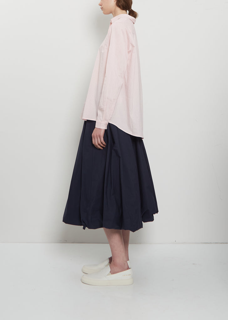 Pinstripe Cotton Silk Mini Collar Shirt