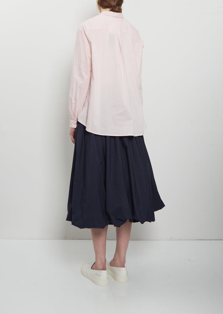 Pinstripe Cotton Silk Mini Collar Shirt