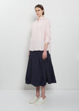 Pinstripe Cotton Silk Mini Collar Shirt