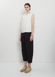 Cotton and Linen Curved Trousers — Black