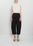 Cotton and Linen Curved Trousers — Black