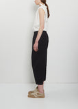Cotton and Linen Curved Trousers — Black