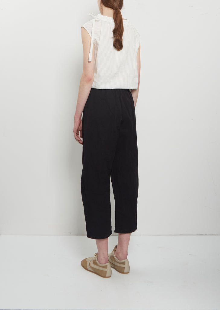 Cotton and Linen Curved Trousers — Black