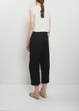Cotton and Linen Curved Trousers — Black