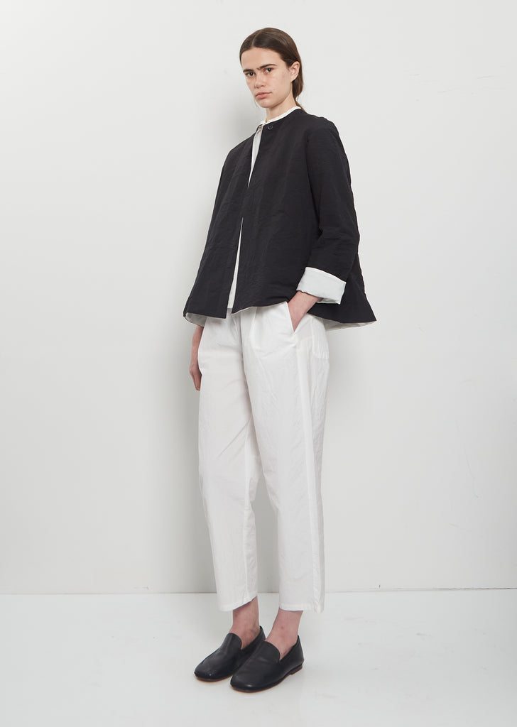 Crinkle Cotton Tech Poplin Ruffle Trim Jacket — Black