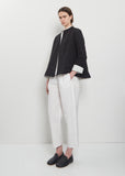 Crinkle Cotton Tech Poplin Ruffle Trim Jacket — Black