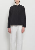 Crinkle Cotton Tech Poplin Ruffle Trim Jacket — Black