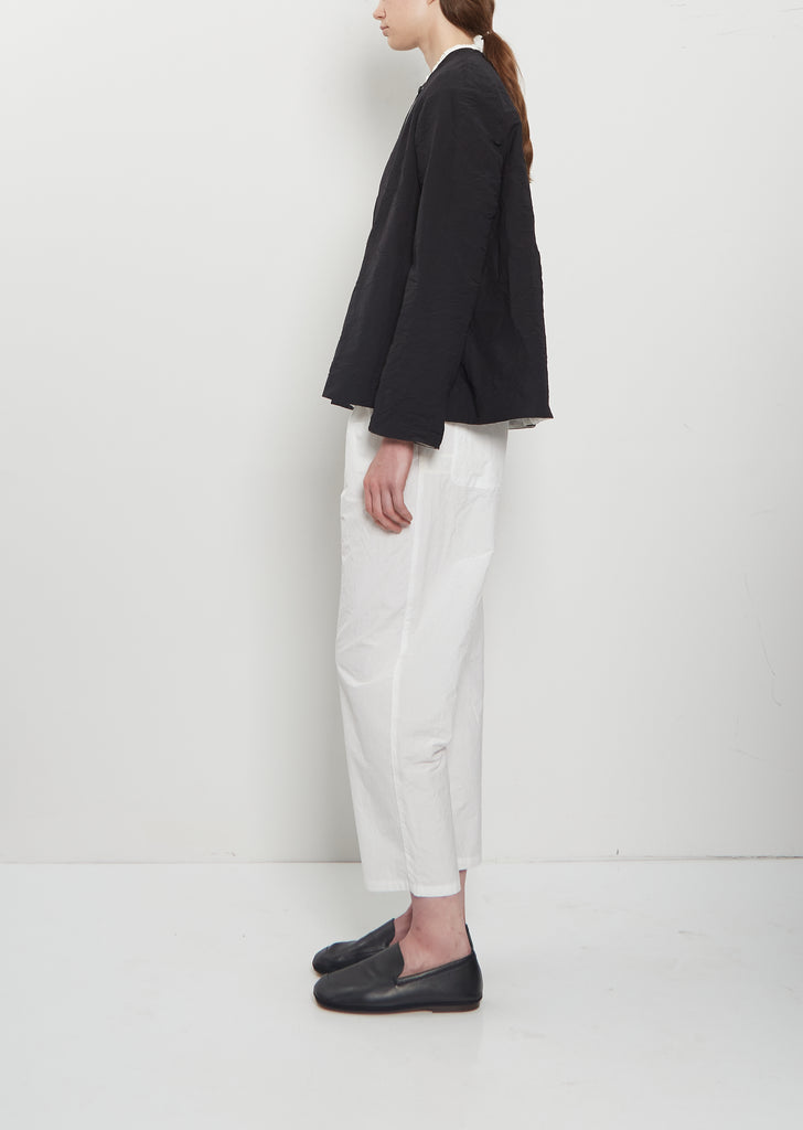 Crinkle Cotton Tech Poplin Ruffle Trim Jacket — Black