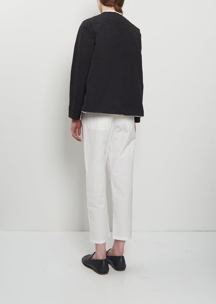 Crinkle Cotton Tech Poplin Ruffle Trim Jacket — Black