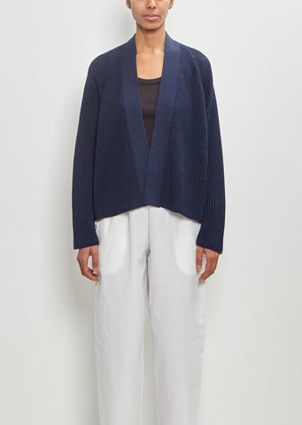 Linen Cashmere Silk Boyfriend's Cardigan — Midnight