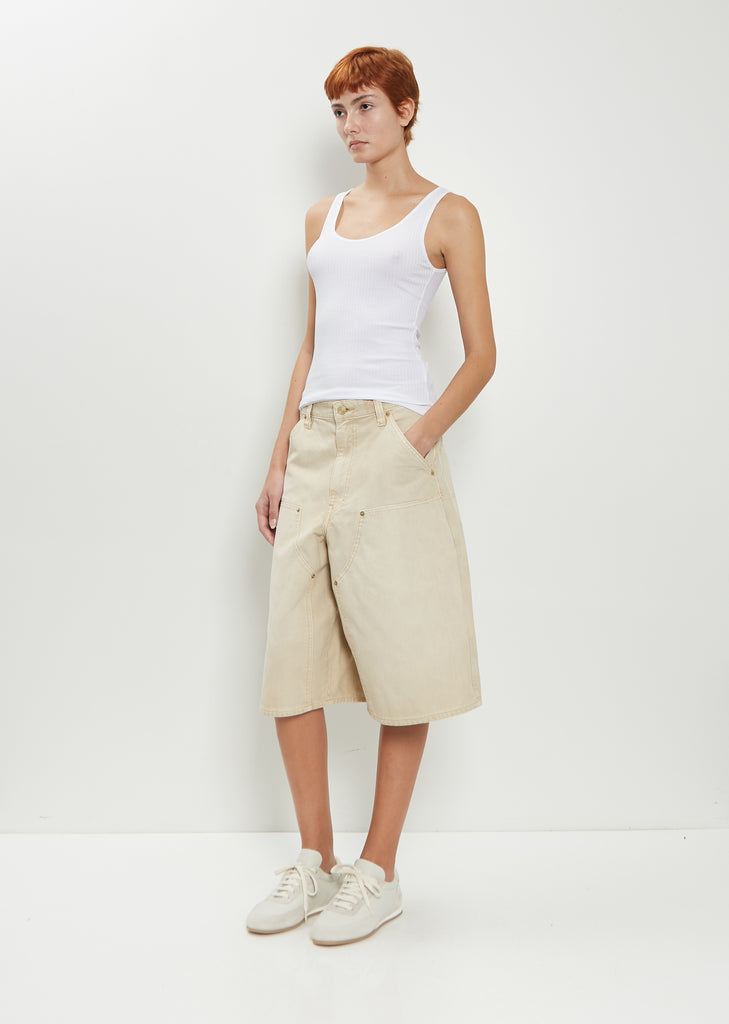 Cotton Denim Double Knee Shorts
