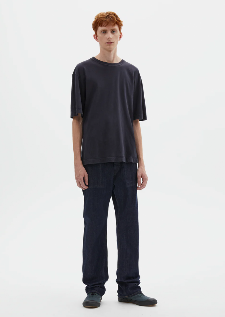 Cotton Linen Simple T-Shirt— Navy