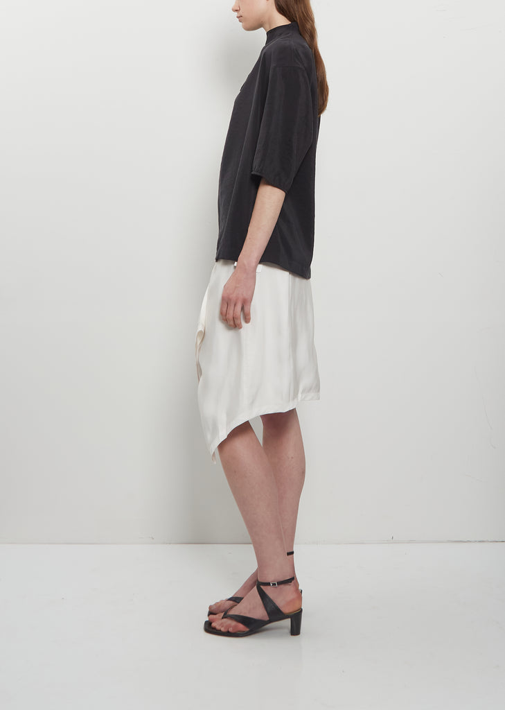 Soft Collar Silk Top — Black