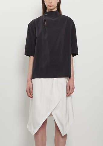 Soft Collar Silk Top — Black