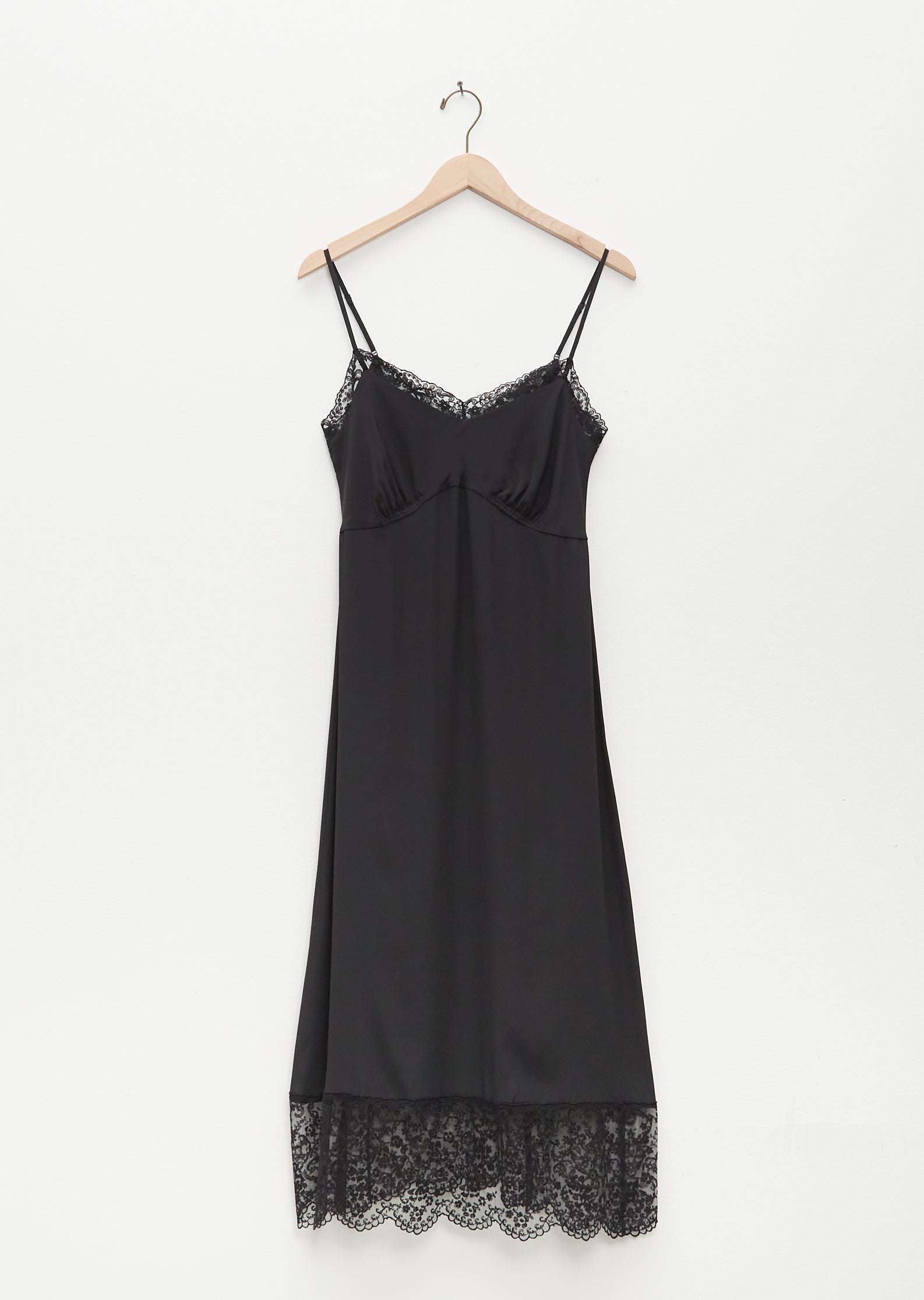 Slip Dress W/ Deep Lace Trim Black La Garonne Slip Dress W/ Deep Lace Trim Black La Garonne