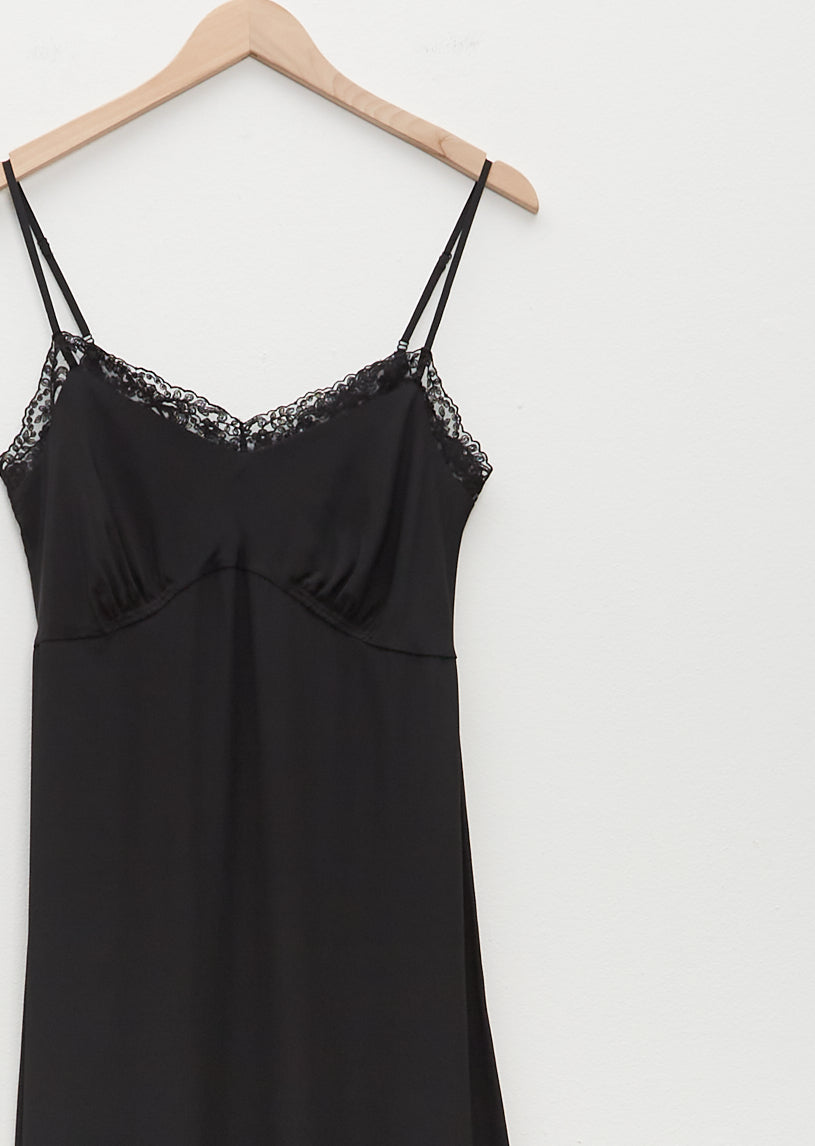 Slip Dress W/ Deep Lace Trim Black La Garonne Slip Dress W/ Deep Lace Trim Black La Garonne