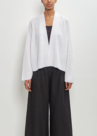 Linen Cashmere Silk Boyfriend's Cardigan — White