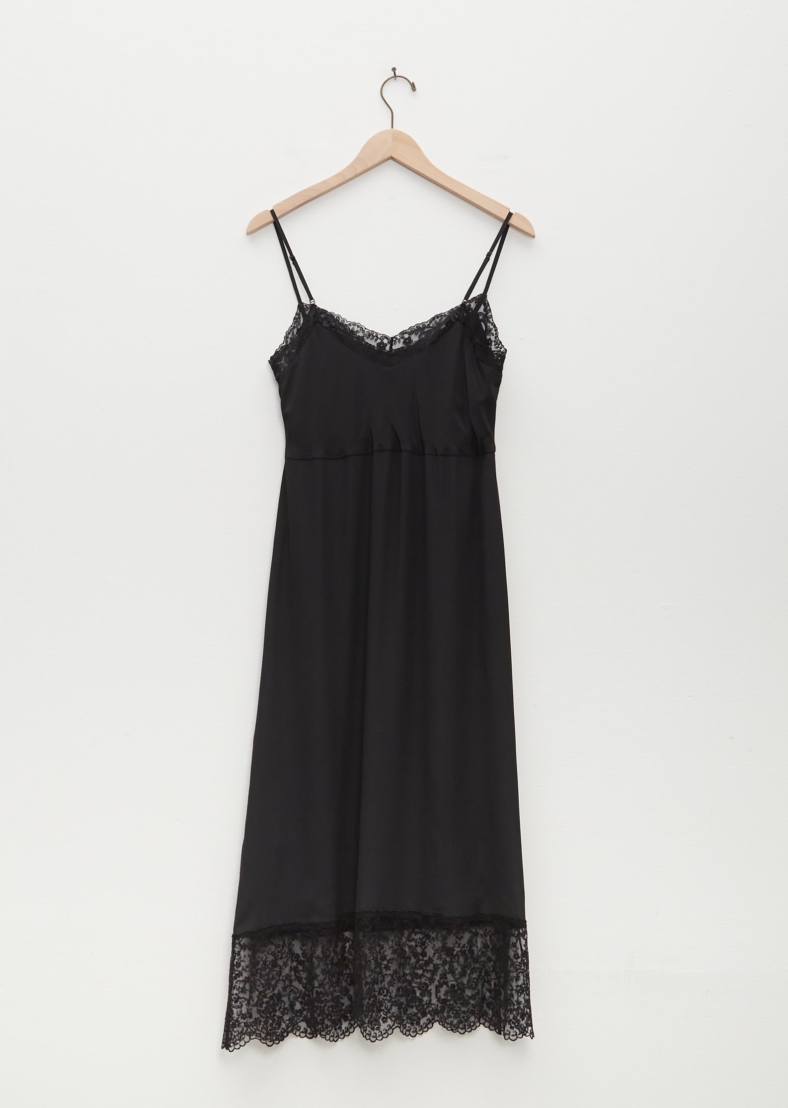 Slip Dress W/ Deep Lace Trim Black La Garonne Slip Dress W/ Deep Lace Trim Black La Garonne