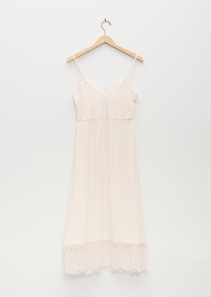 Slip Dress W/ Deep Lace Trim — Pale Rose