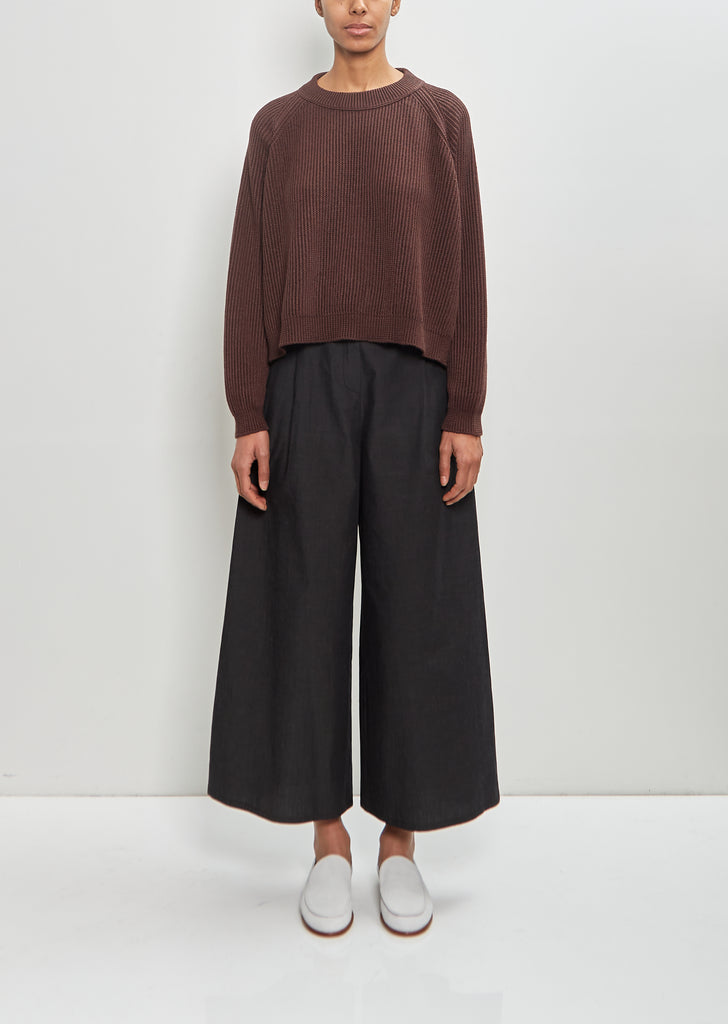 Linen Cashmere Silk Deep Raglan Easy Sweater — Chocolate