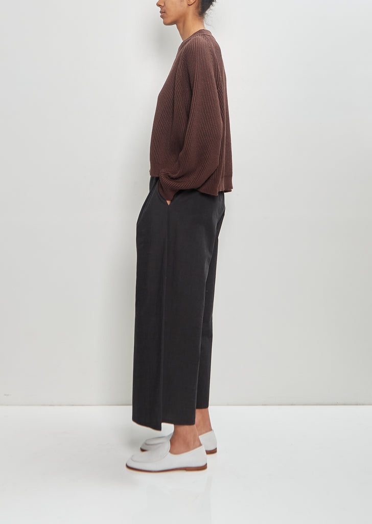 Linen Cashmere Silk Deep Raglan Easy Sweater — Chocolate