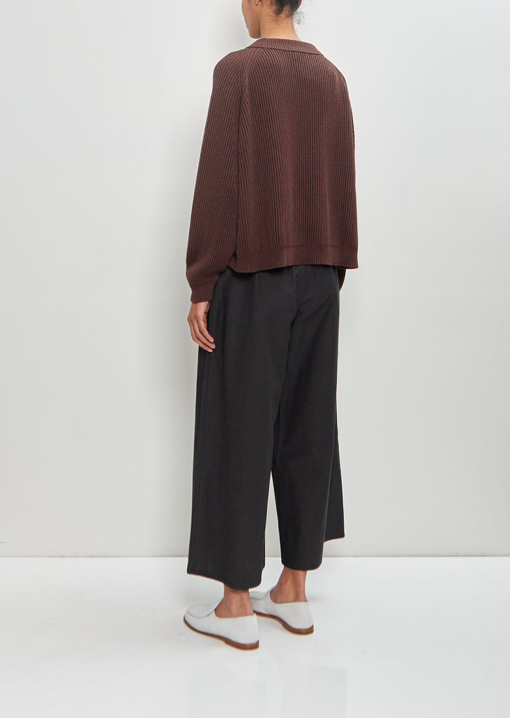 Linen Cashmere Silk Deep Raglan Easy Sweater — Chocolate