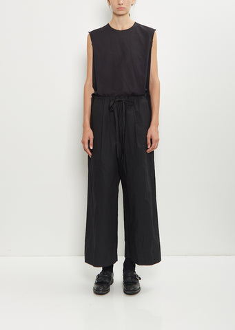 Deep Pockets Waxed Cotton Wide Leg Pants