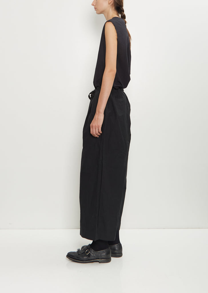 Deep Pockets Waxed Cotton Wide Leg Pants