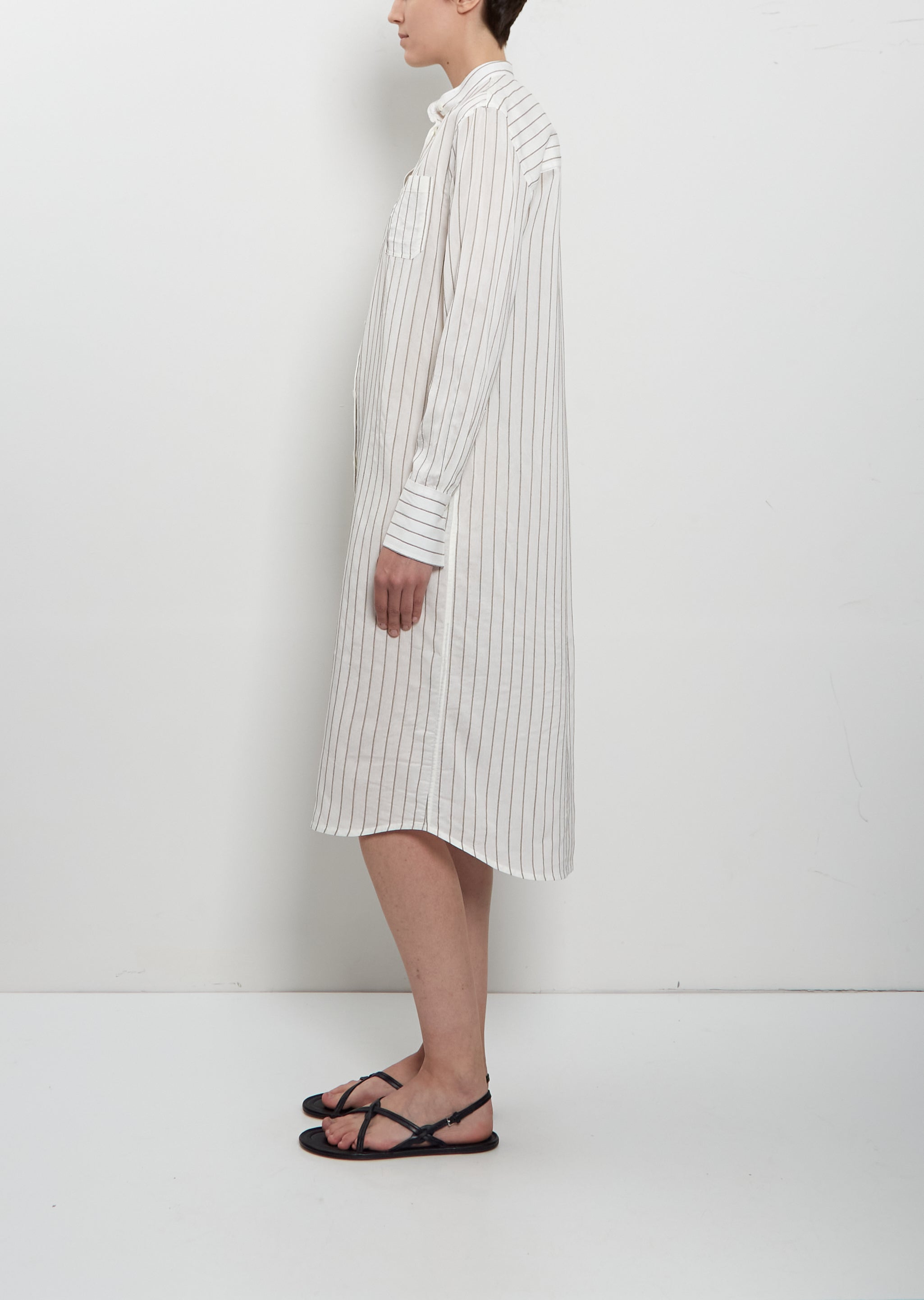 Totême Cotton Silk Summer Tunic Dress White/Oyster Size: 34